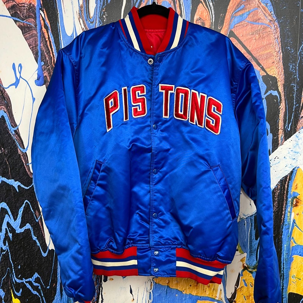 Vintage '80s Detroit Pistons Starter Satin Bomber Jacket